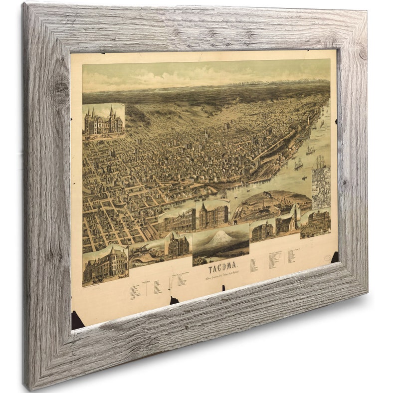 Washington Vintage Framed Map Print Etsy