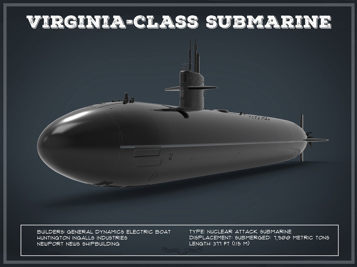 Virginiaclass Submarine Blueprint Patent Original Art Etsy
