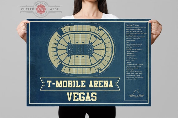 Vegas Golden Knights T-Mobile Arena Seating Chart - Vintage Hockey Print