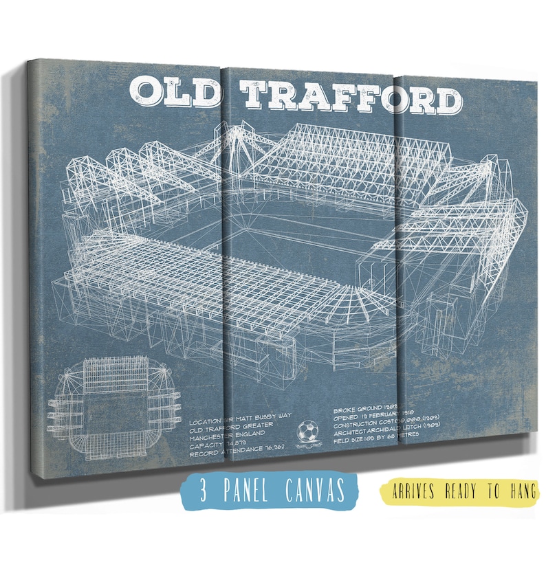 Manchester United F.C. Old Trafford Stadium Blueprint Etsy