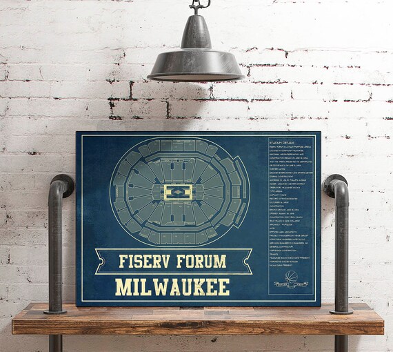 Milwaukee Bucks Fiserv Forum Vintage Basketball Blueprint | Etsy