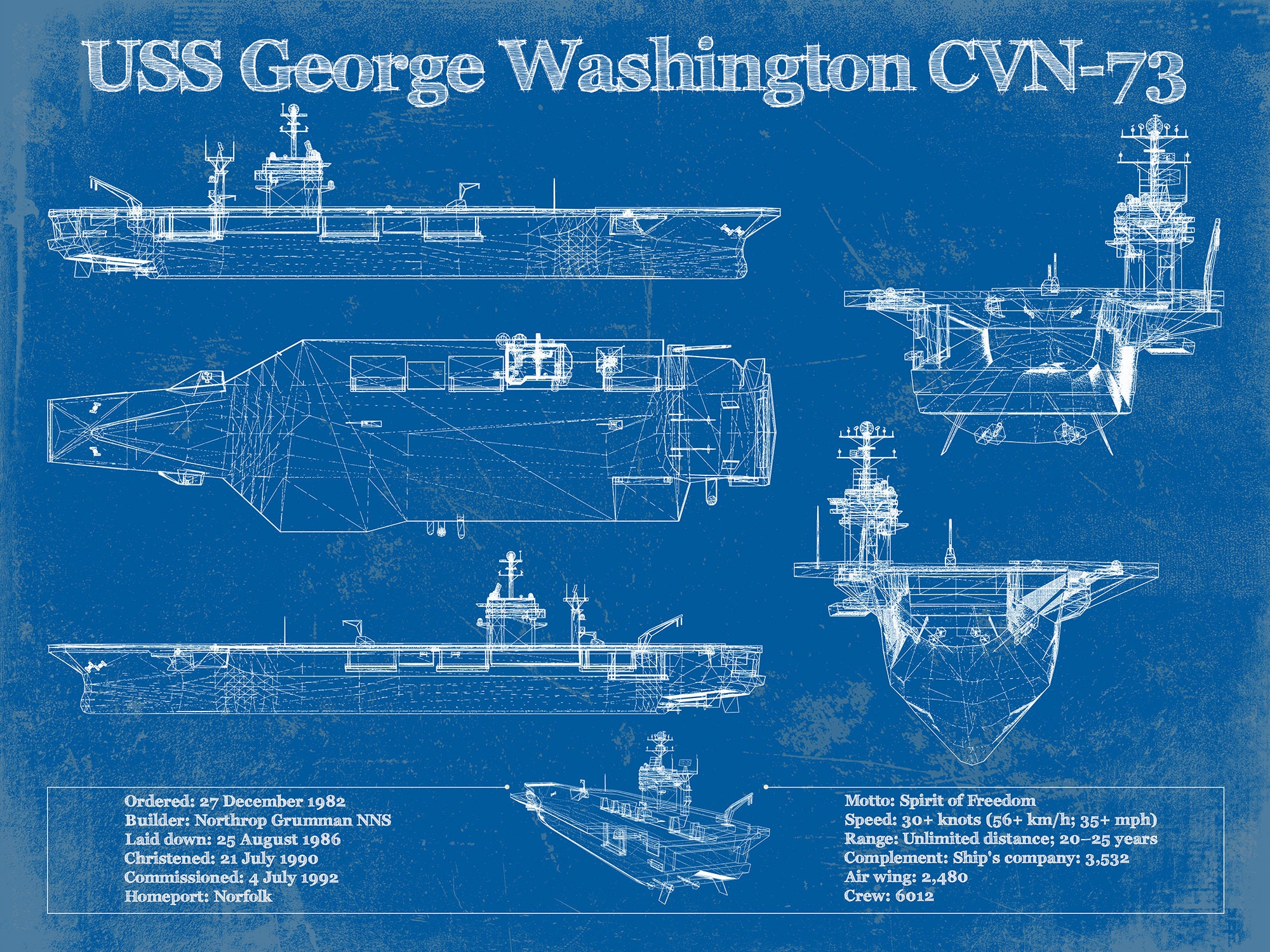 USS Washington CVN73 Aircraft Carrier Blueprint Etsy