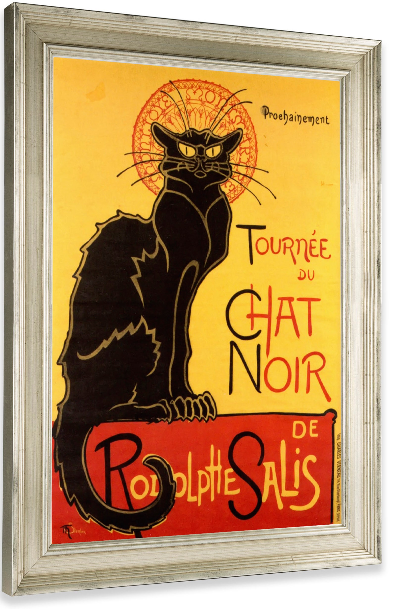 Le Chat Noir Vintage French Black Cat Poster Framed Print Etsy