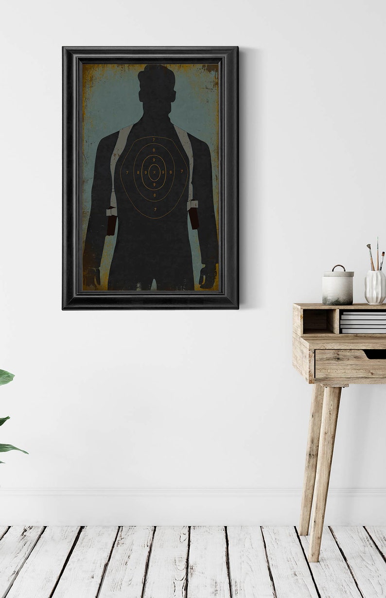 Gun Target Wall Art Shooting Target Vintage Framed Print Etsy