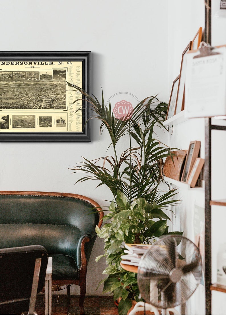 Hendersonville North Carolina 1913 Vintage Framed Map Print Etsy