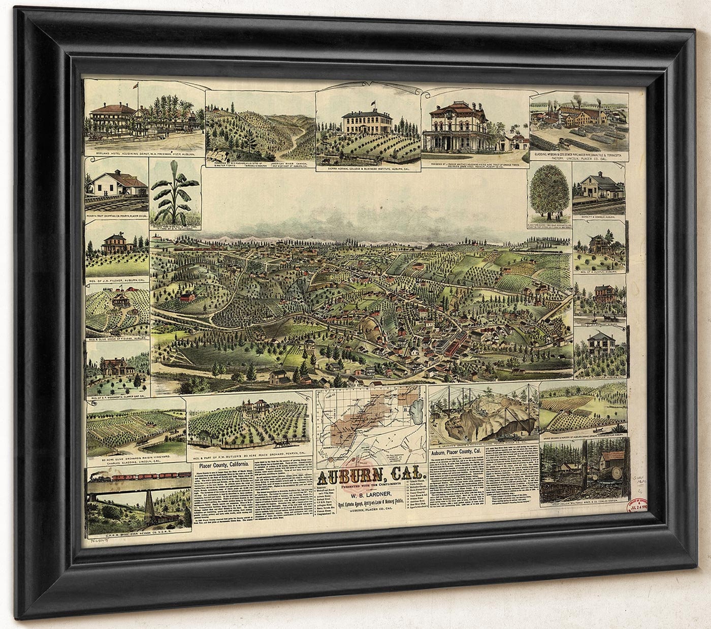 Auburn California Vintage Framed Map Print Etsy