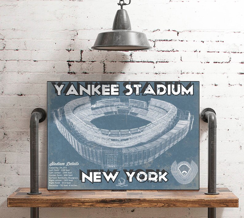 NY Yankees Vintage Yankee Stadium Blueprint Baseball Print | Etsy