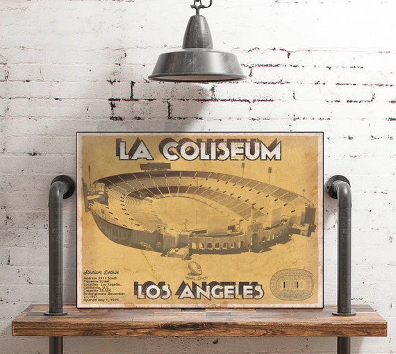 Los Angeles Rams LA Coliseum Seating Chart - Vintage Football Print