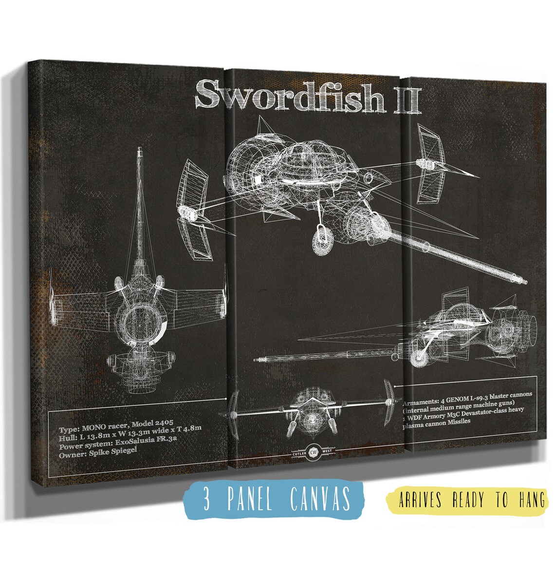 Swordfish II Blueprint Vintage Cowboy Bepop Print Etsy