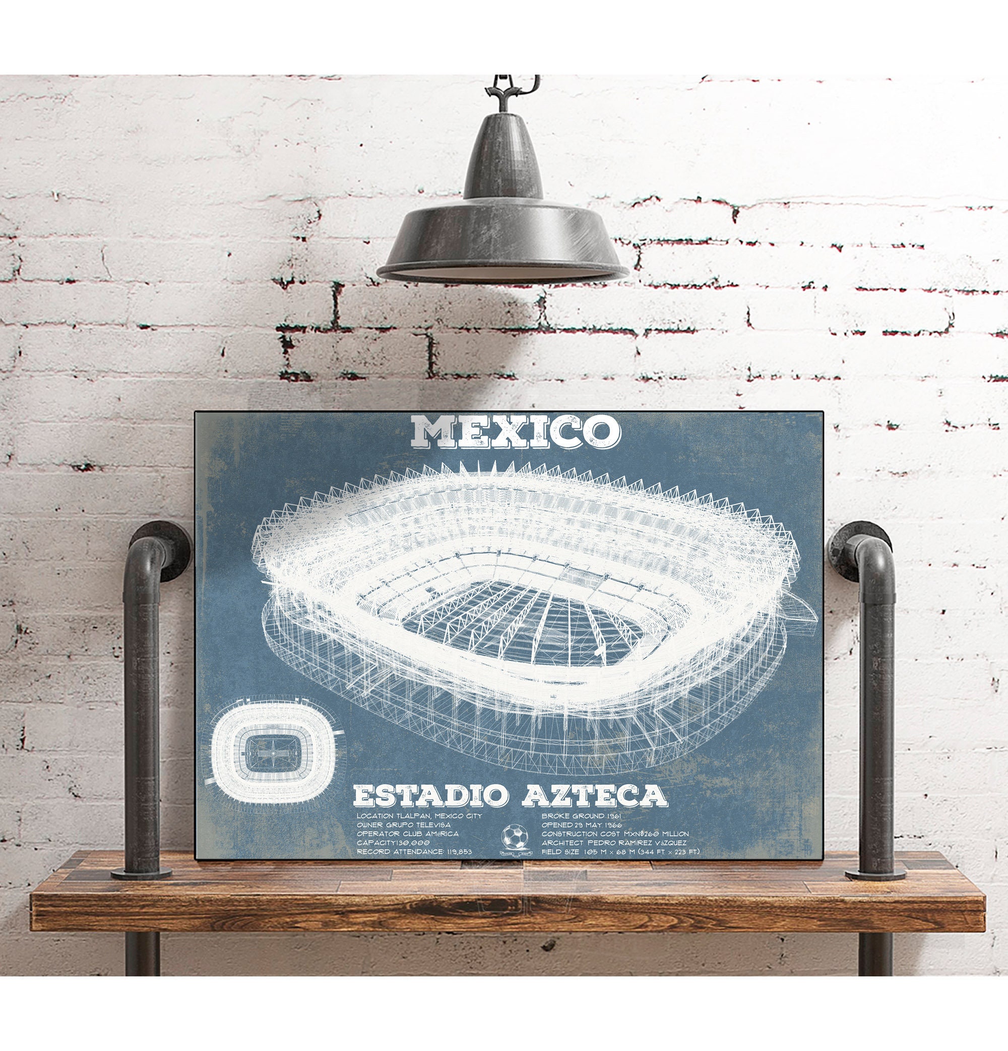 Mexico Football Vintage Estadio Azteca Stadium Soccer Print Etsy
