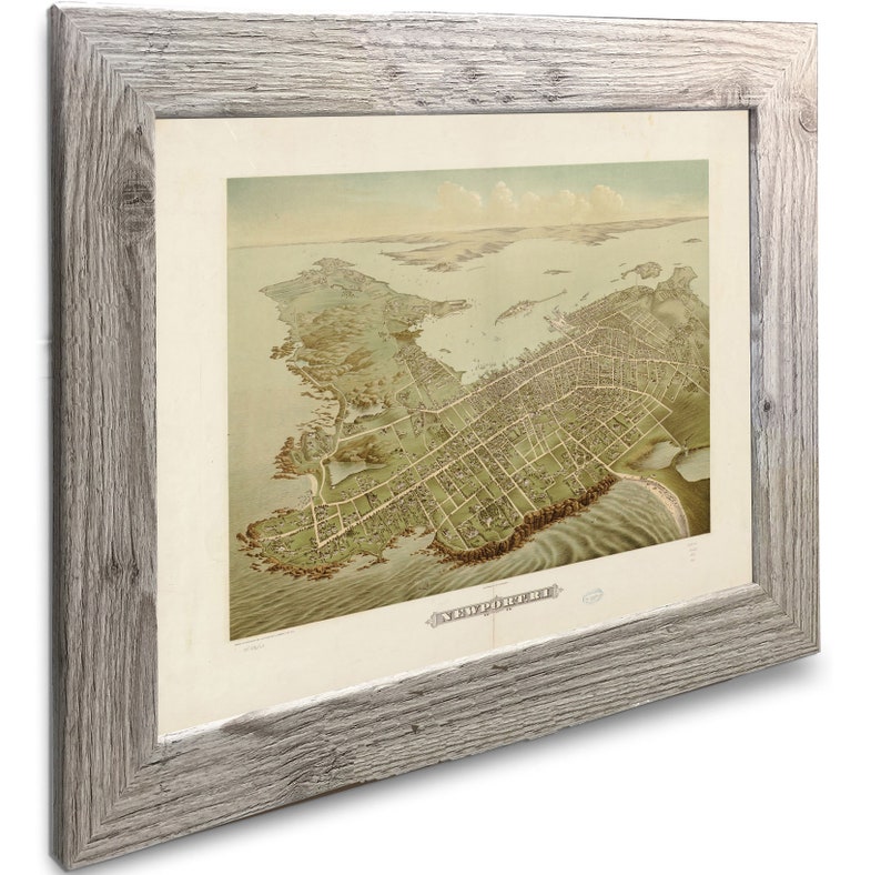 Newport Ri 1878 Vintage Framed Map Print Etsy