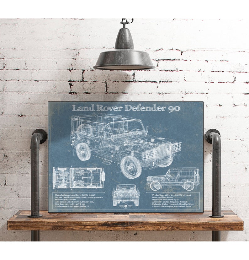 Land Rover Defender 90 Blueprint Vintage Auto Patent Print Etsy