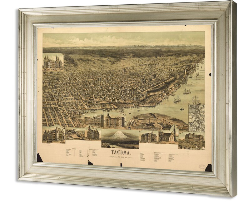 Washington Vintage Framed Map Print Etsy