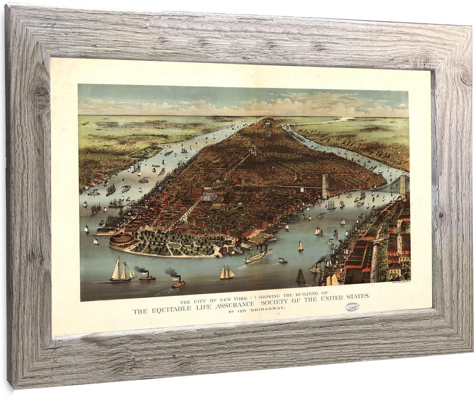 The City of New York Vintage Framed Map Print Etsy