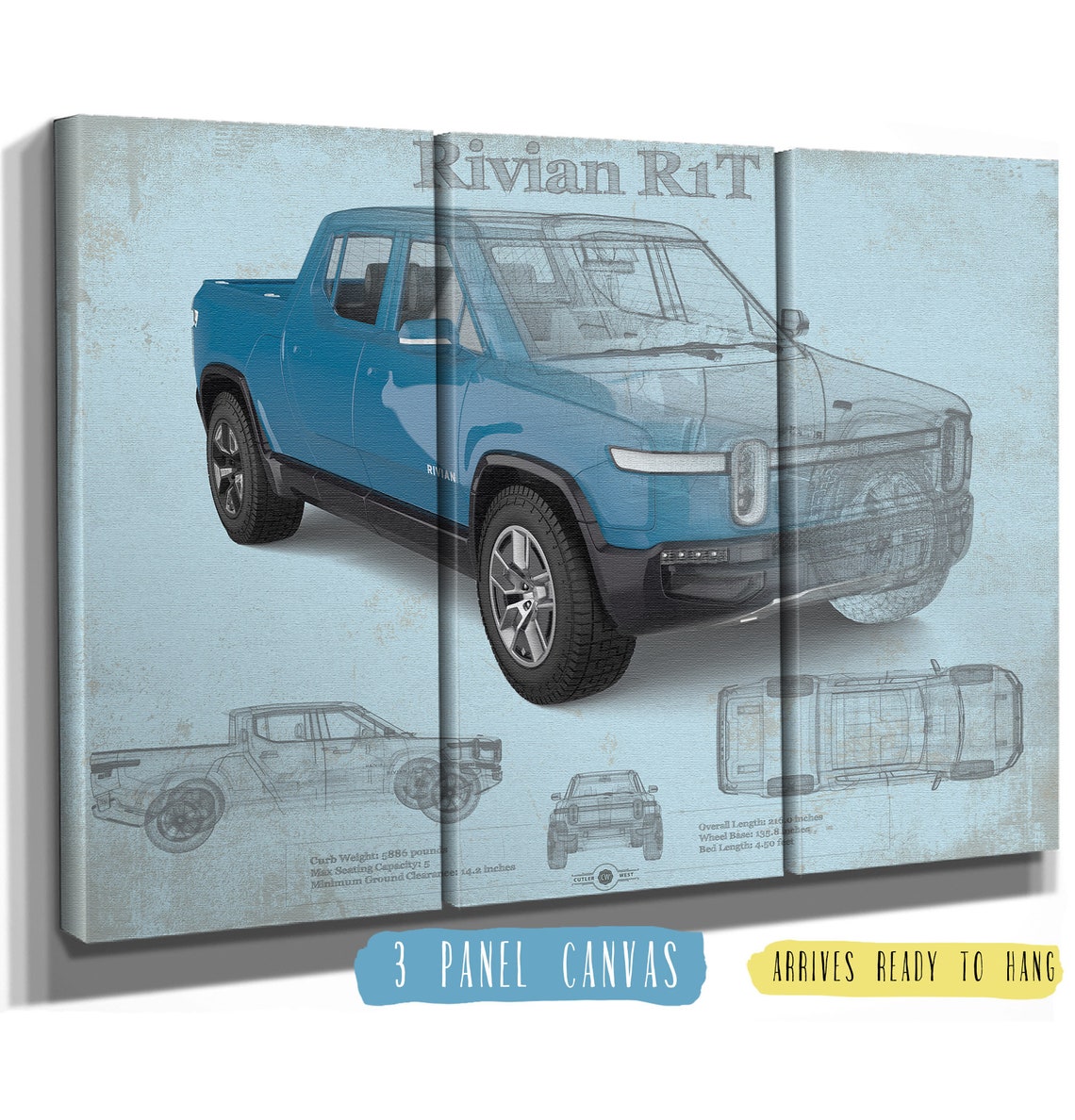 Rivian R1T Electric Truck Vintage Blueprint Print  Etsy