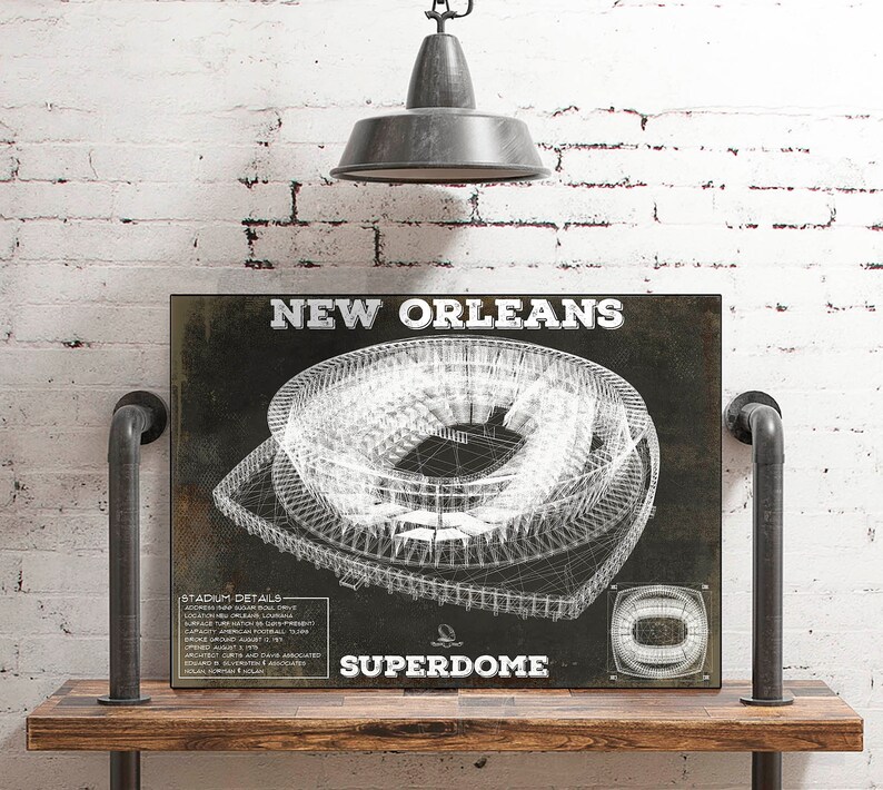 New Orleans Saints Superdome Seating Chart Vintage Football Etsy