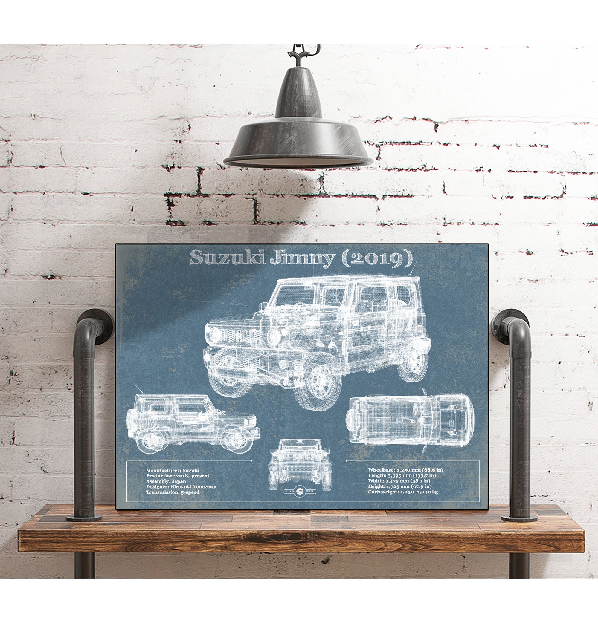 Suzuki Jimny 2019 Blueprint Vintage Auto Print | Etsy