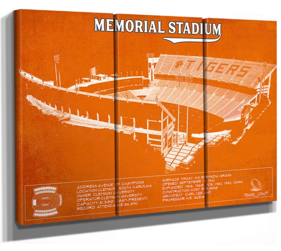 Vintage Clemson Tigers Memorial Stadium Football Print