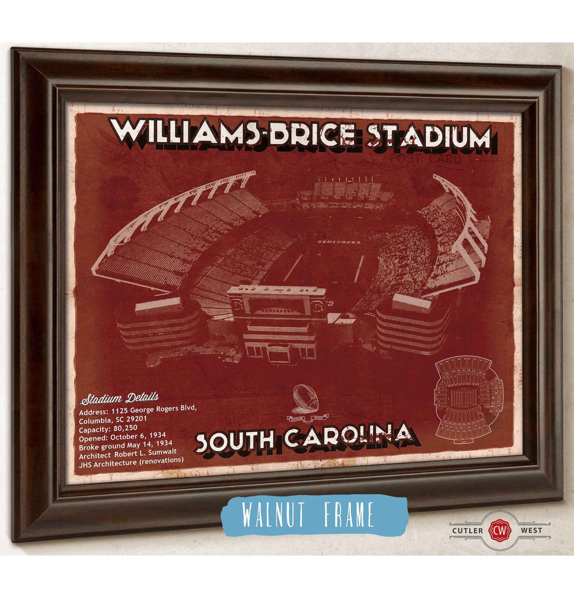 WilliamsBrice Stadium Art South Carolina Gamecocks Vintage Etsy