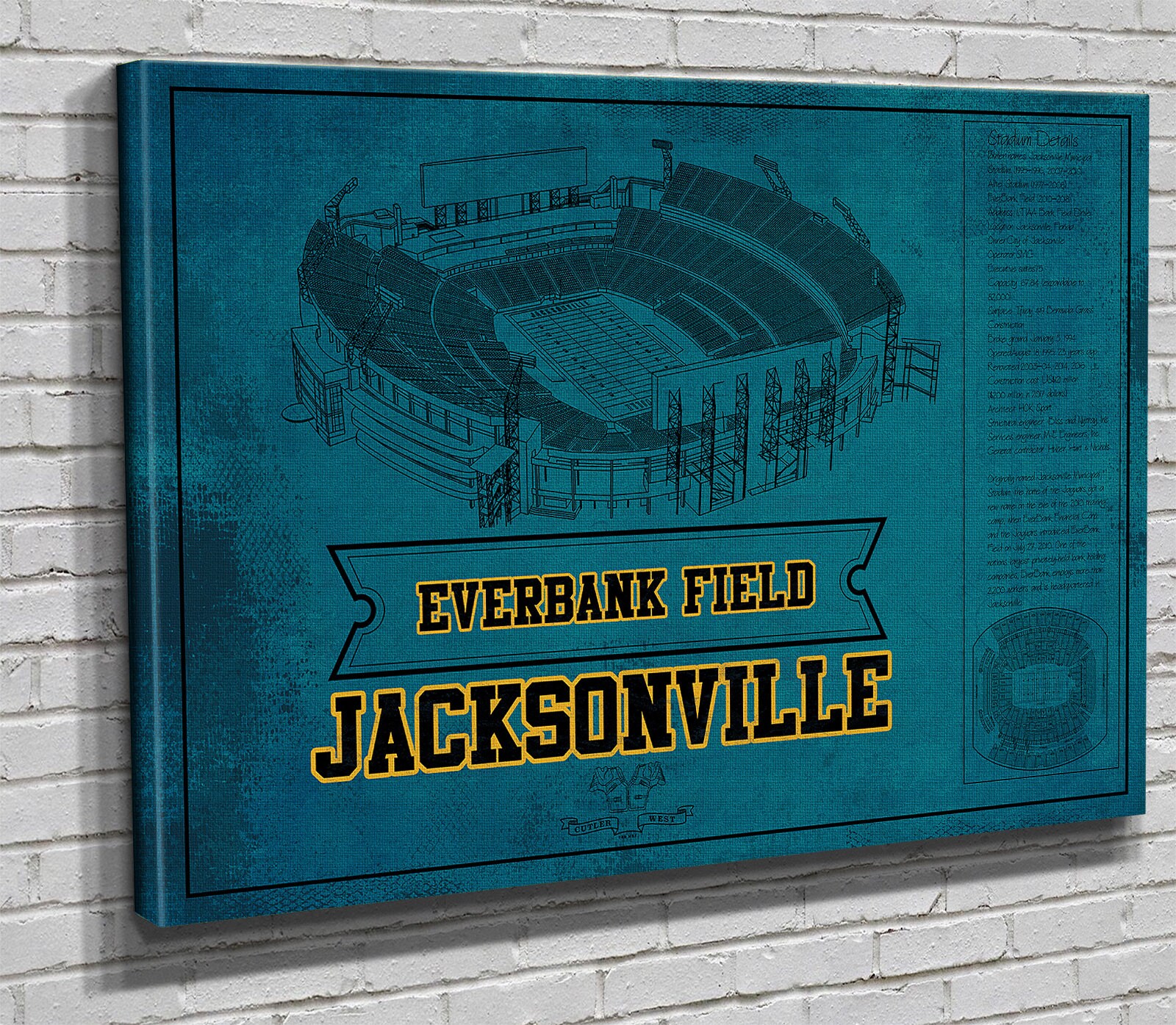 Jacksonville Jaguars Seating Chart - Everbank Field - Vintage Football Print