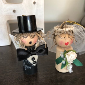 Bride and Groom Wine Cork Ornaments