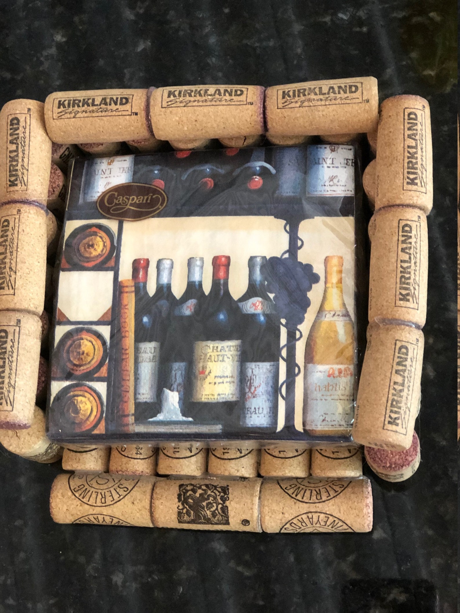 Wine Cork Napkin Holder with Wine Theme Napkins Etsy