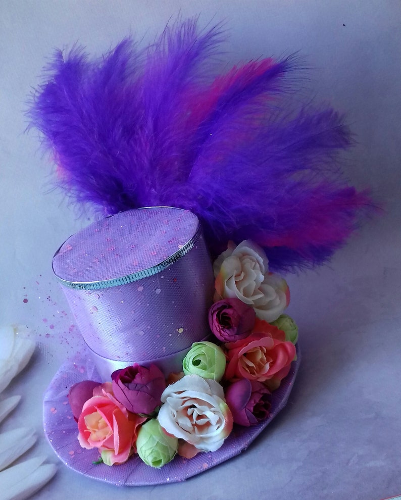 Flower top hat Lilac mini top hat Headband Woman top hat Etsy
