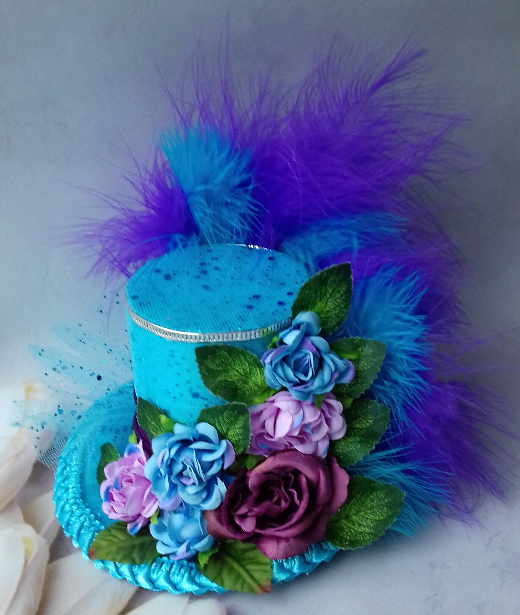 Mini Top Hat Flower Mini Top Hat Blue Purple Mini Top Hat Etsy