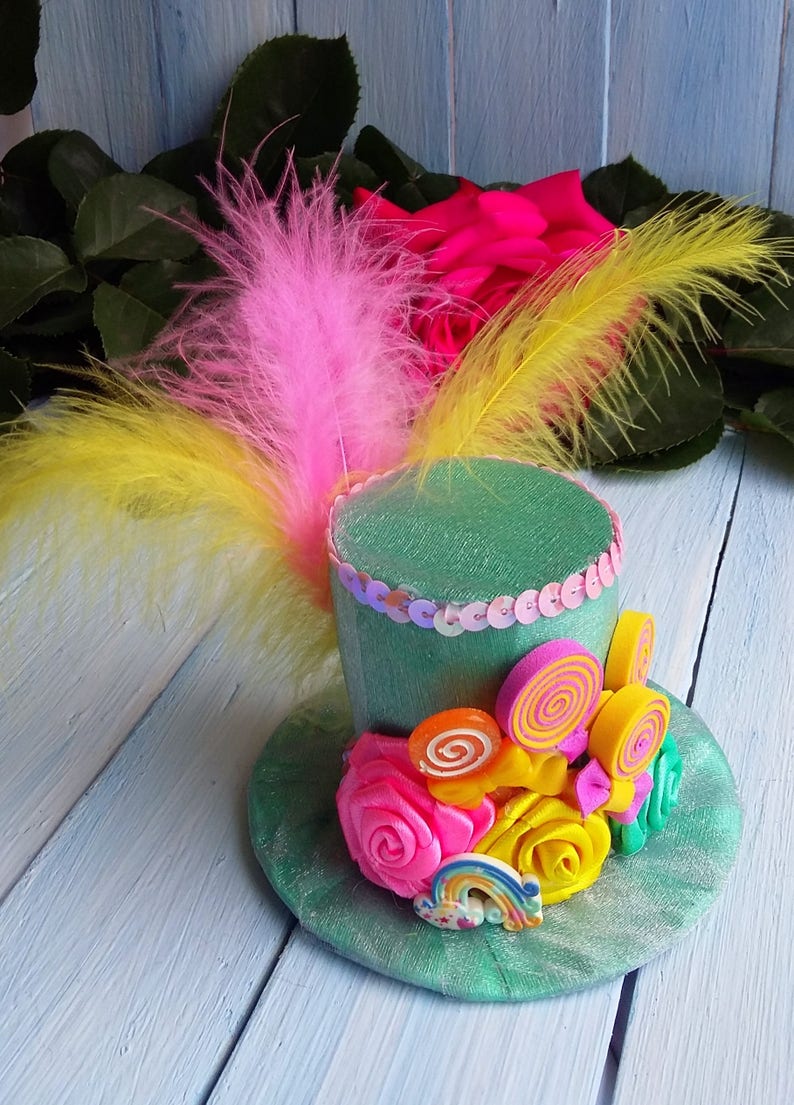 Mini Hat Mini Top Hat Mad Hatter Hat Mint Pink Yellow Etsy