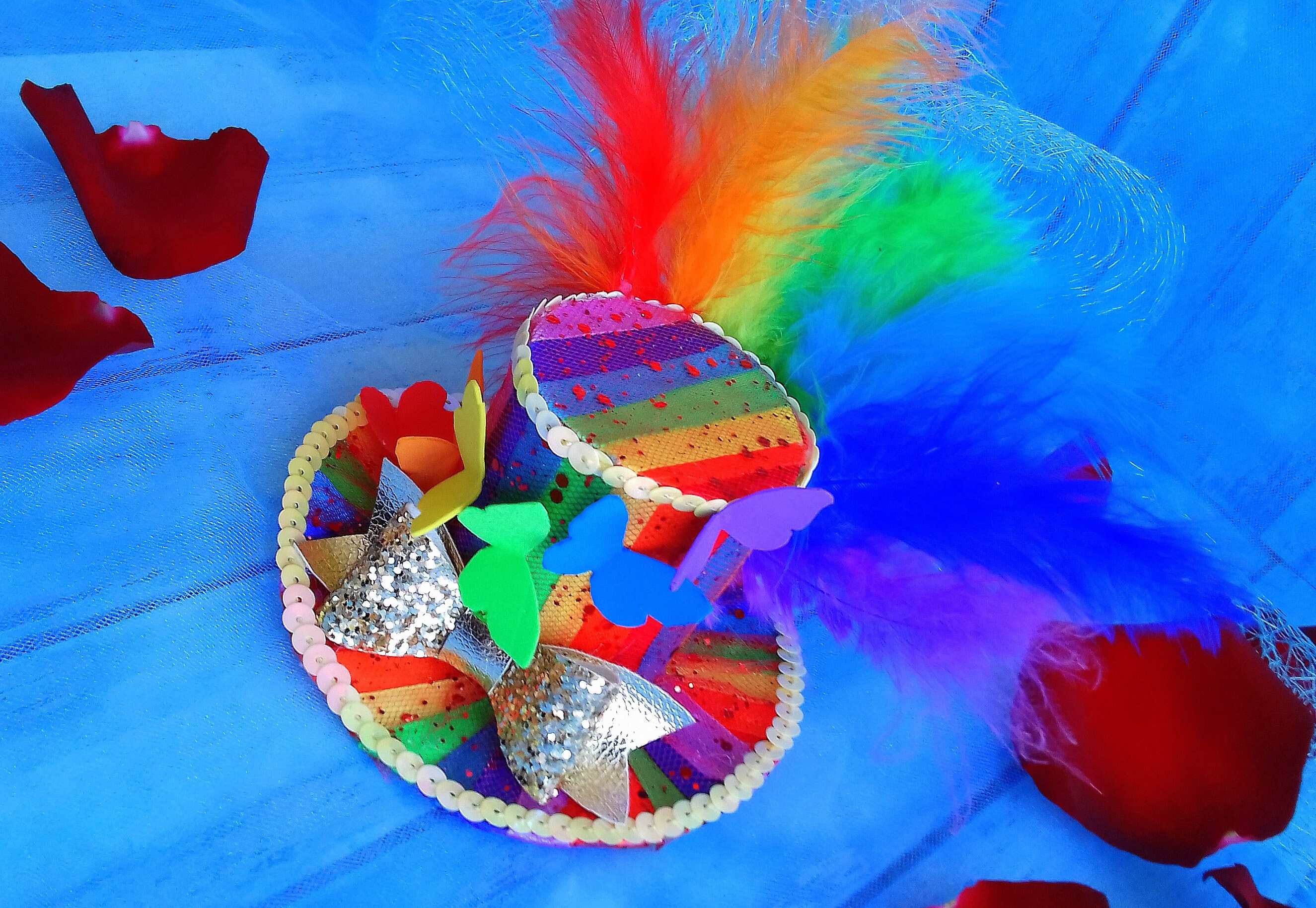 Rainbow Mini Top Hat Rainbow Fascinator Rainbow Hat | Etsy