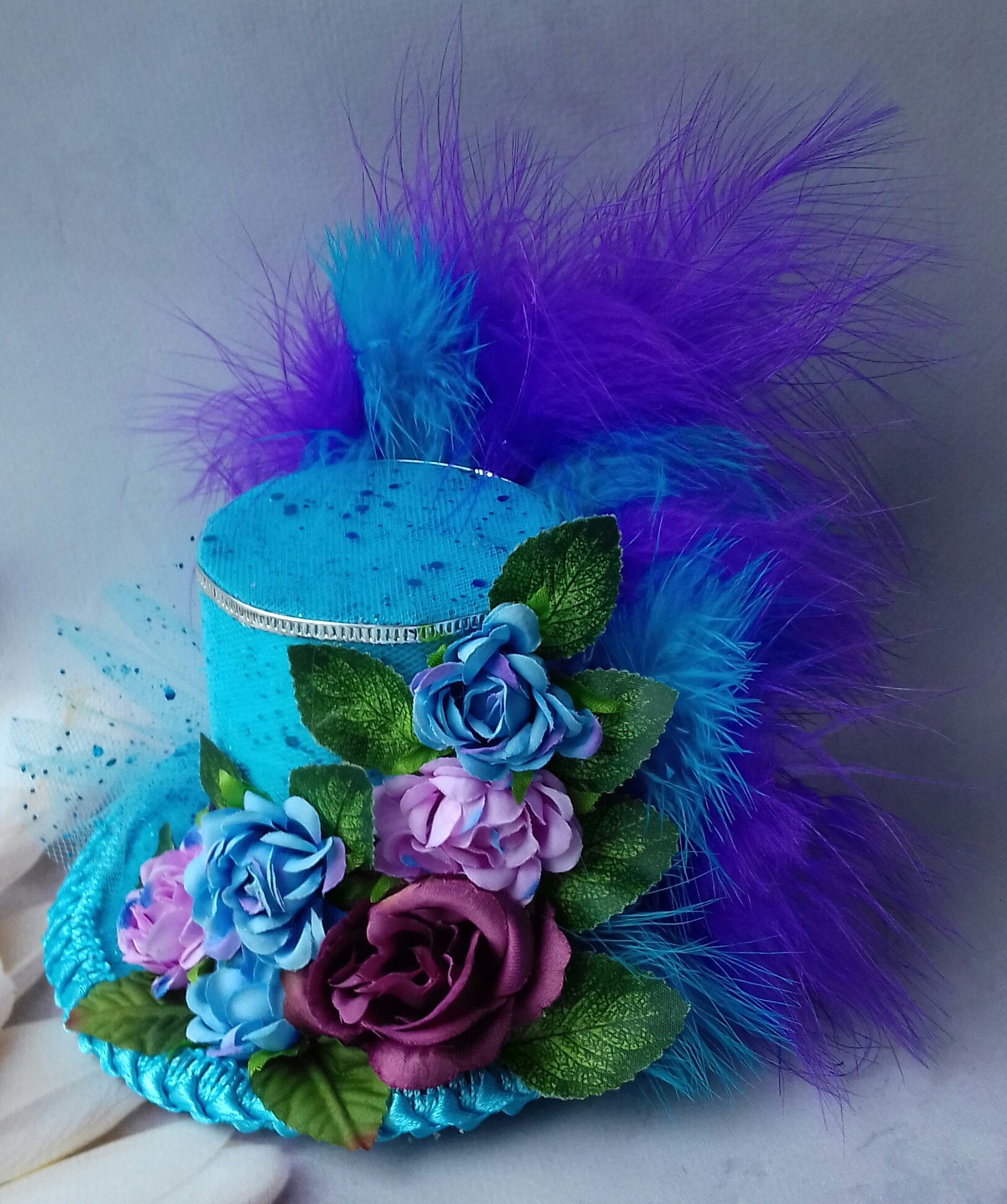 Mini Top Hat Flower Mini Top Hat Blue Purple Mini Top Hat Etsy