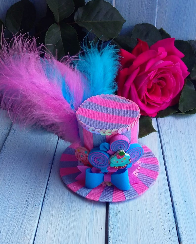 Mini Hat Mini Top Hat Mad Hatter Hat Blue Pink Top Hat Etsy