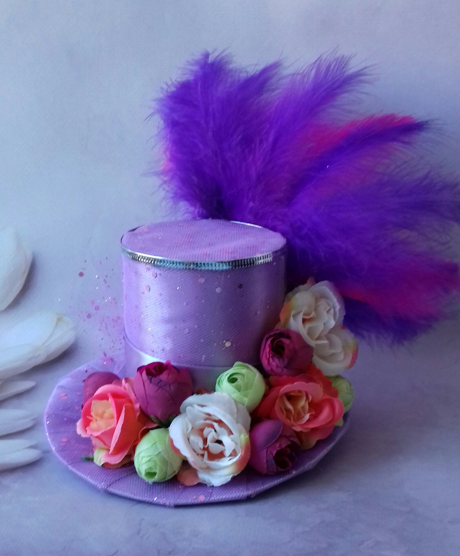 Flower top hat Lilac mini top hat Headband Woman top hat