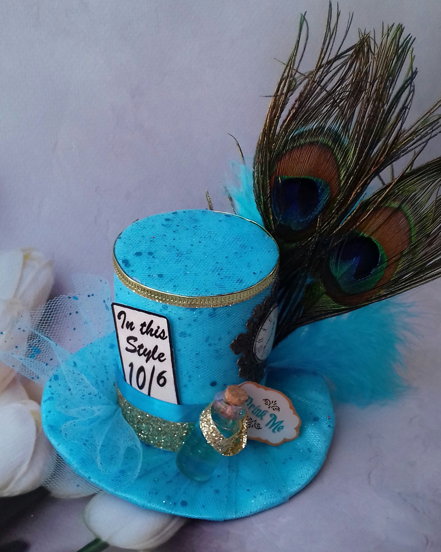 Mini top hat Blue mini top hat Headband Mad hatter hat Etsy