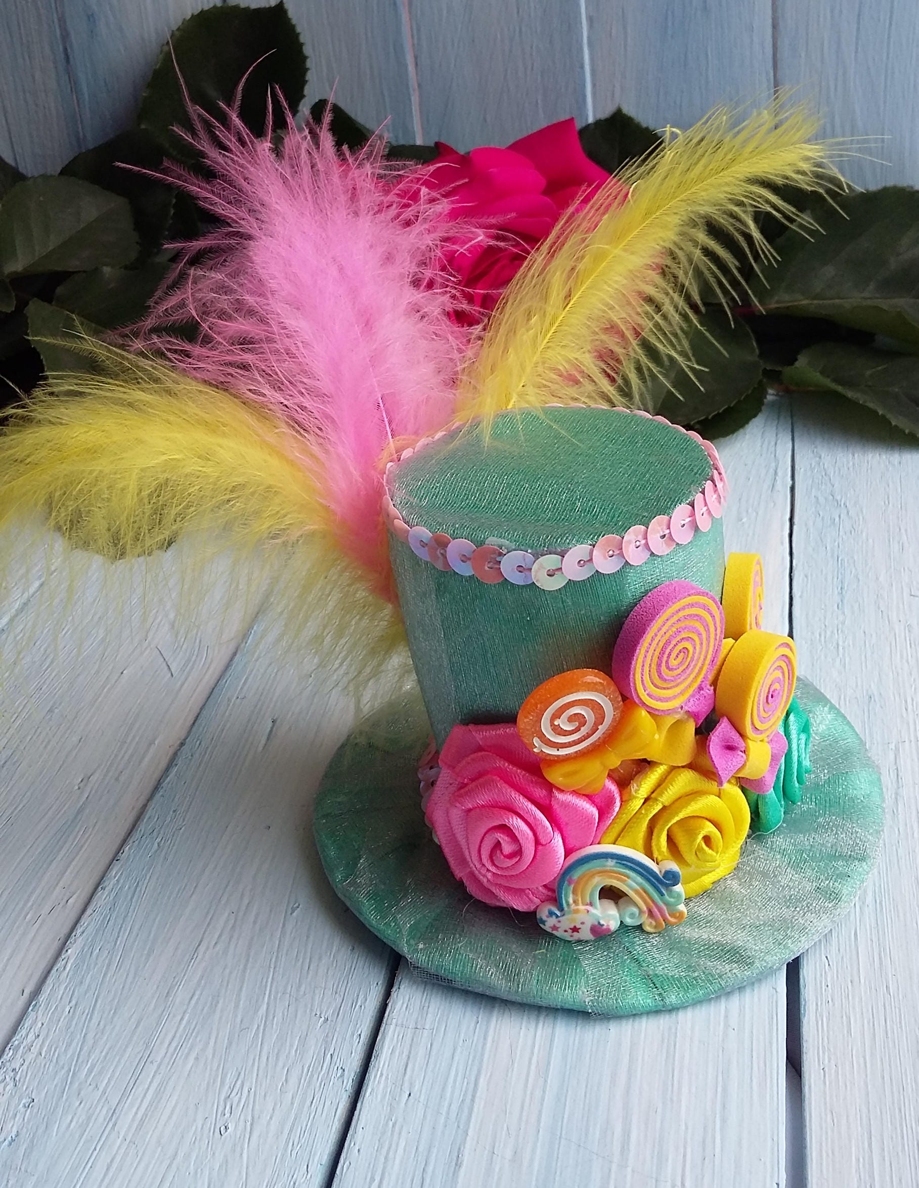 Mini Hat Mini Top Hat Mad Hatter Hat Mint Pink Yellow Etsy