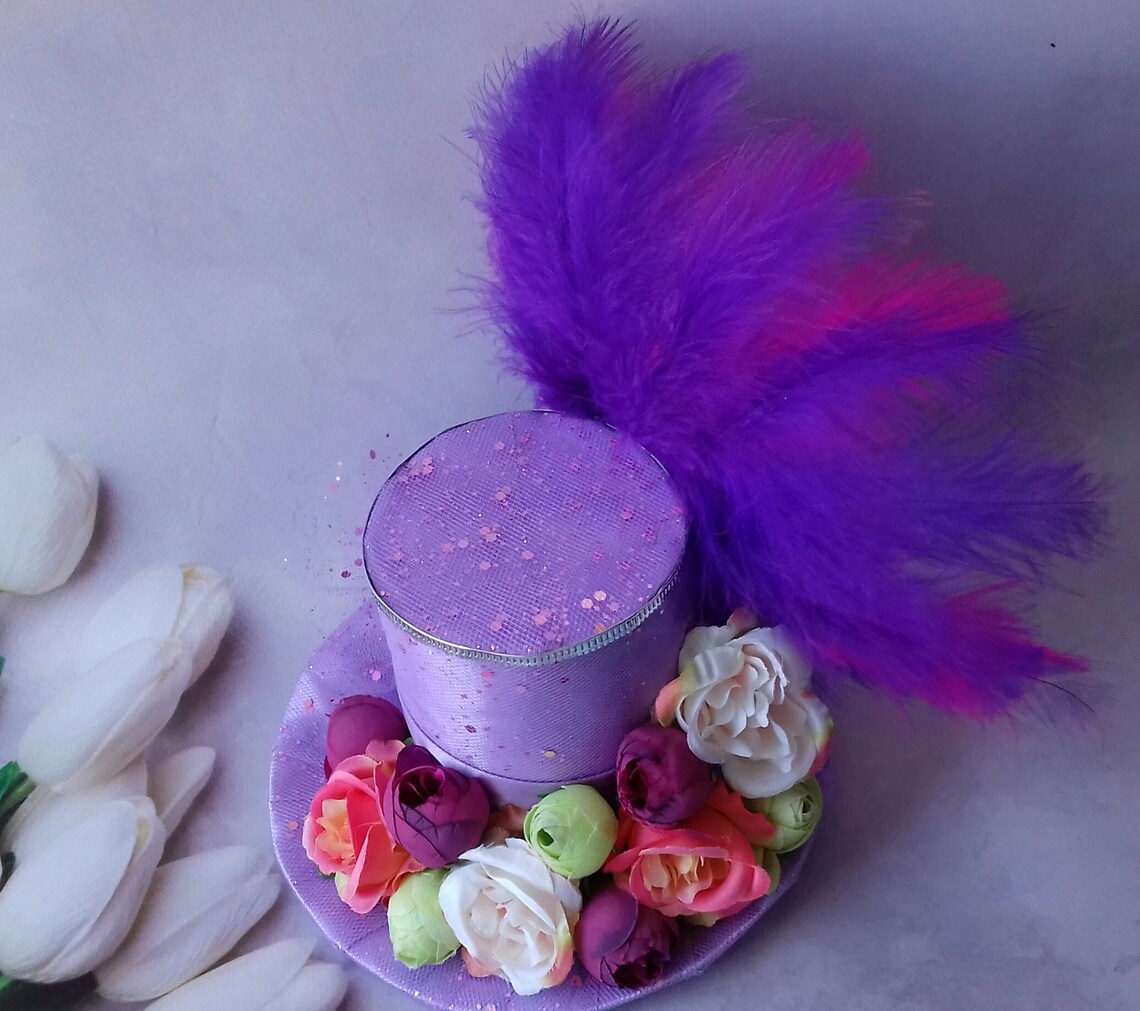 Flower top hat Lilac mini top hat Headband Woman top hat