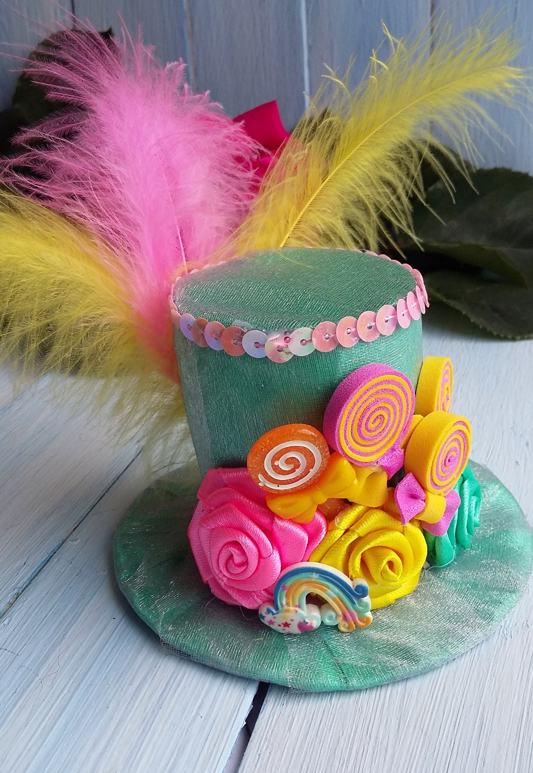 Mini Hat Mini Top Hat Mad Hatter Hat Mint Pink Yellow Etsy