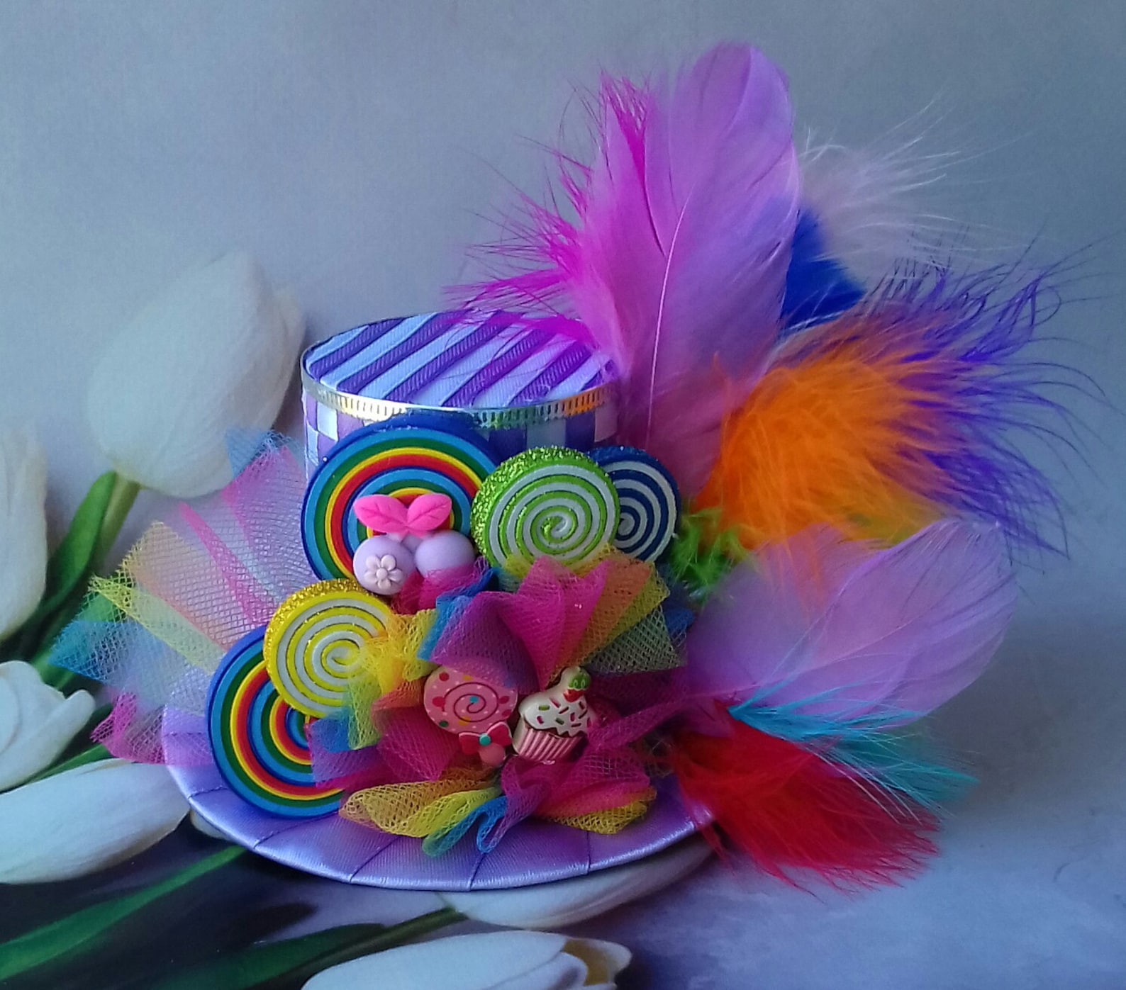 Candyland Mini top hat Headband Tea party hat Etsy