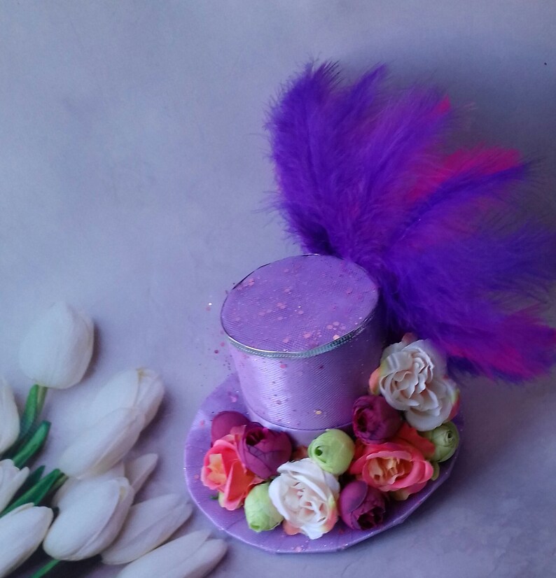 Flower top hat Lilac mini top hat Headband Woman top hat Etsy