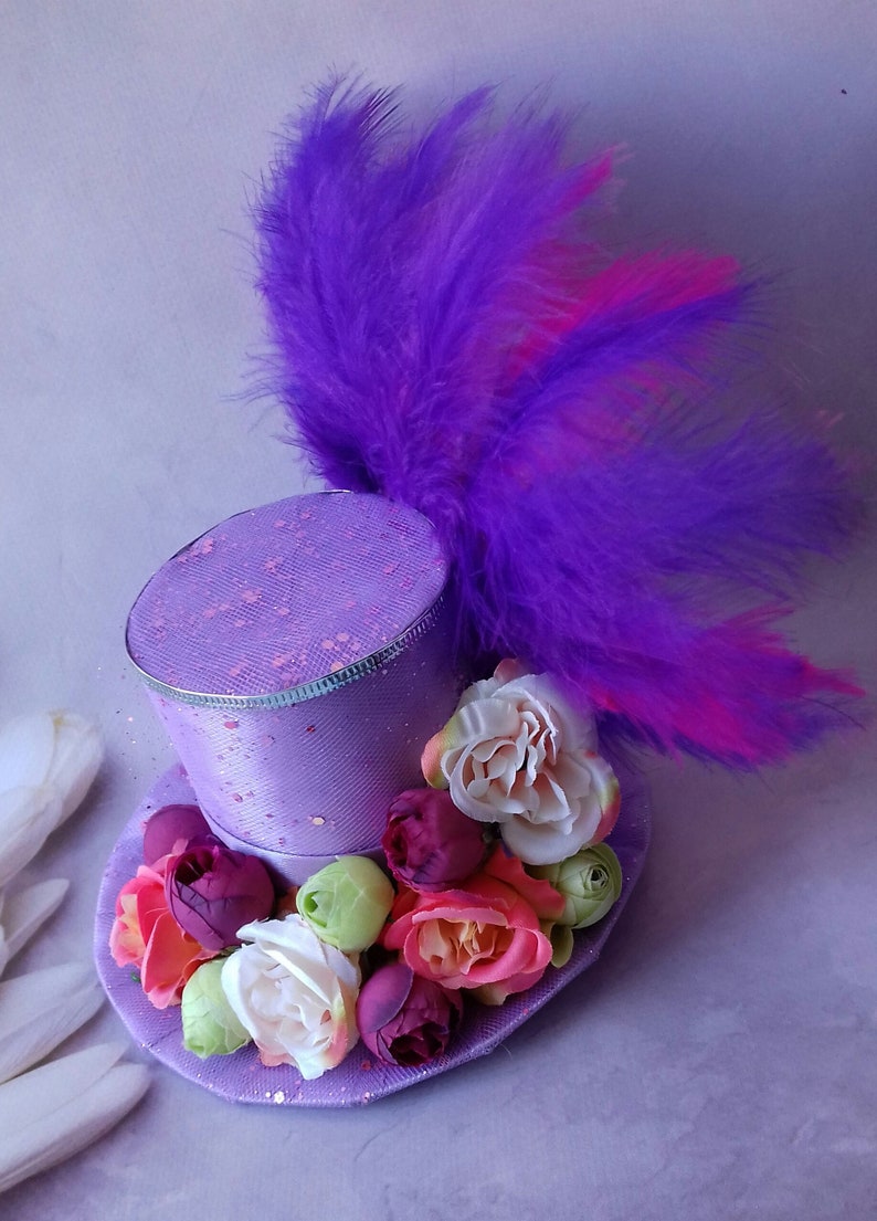 Flower top hat Lilac mini top hat Headband Woman top hat Etsy