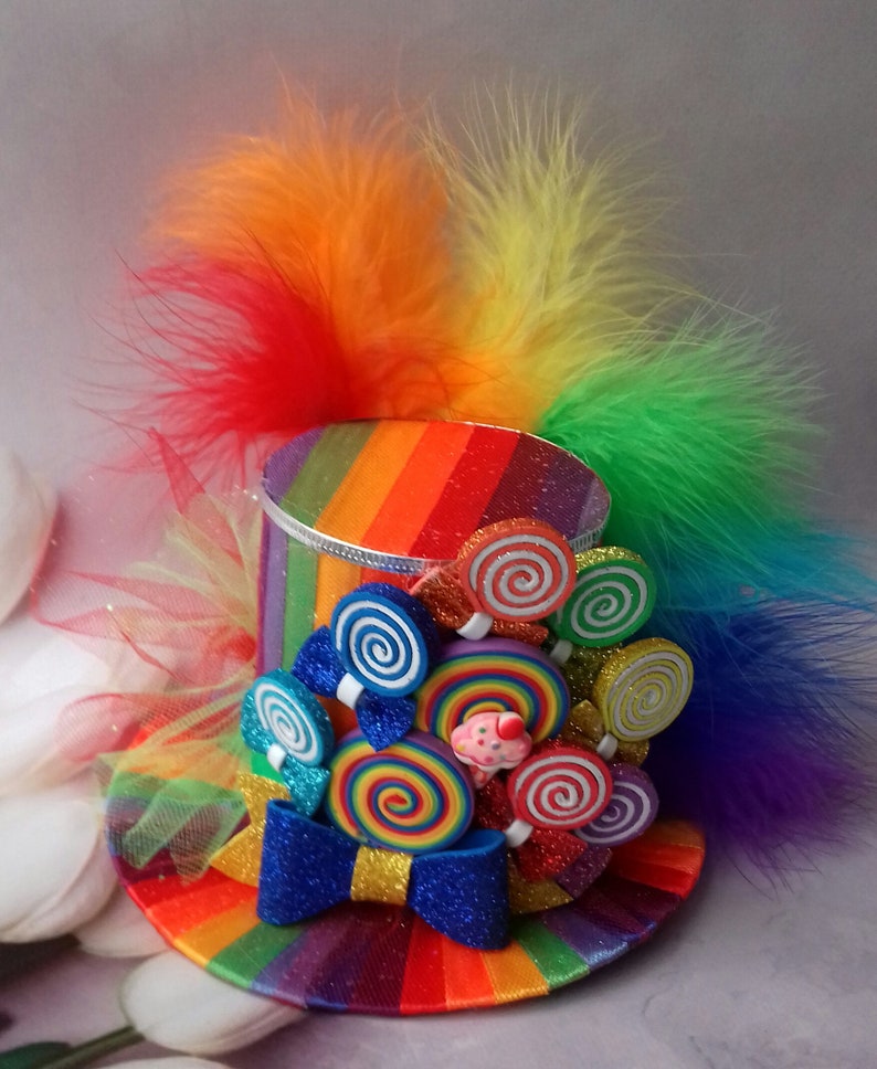 Mini top hat Rainbow mini top hat Birthday party hat Tea Etsy