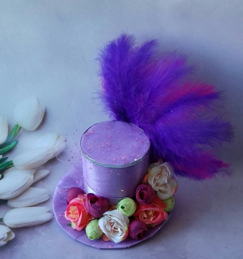 Flower top hat Lilac mini top hat Headband Woman top hat
