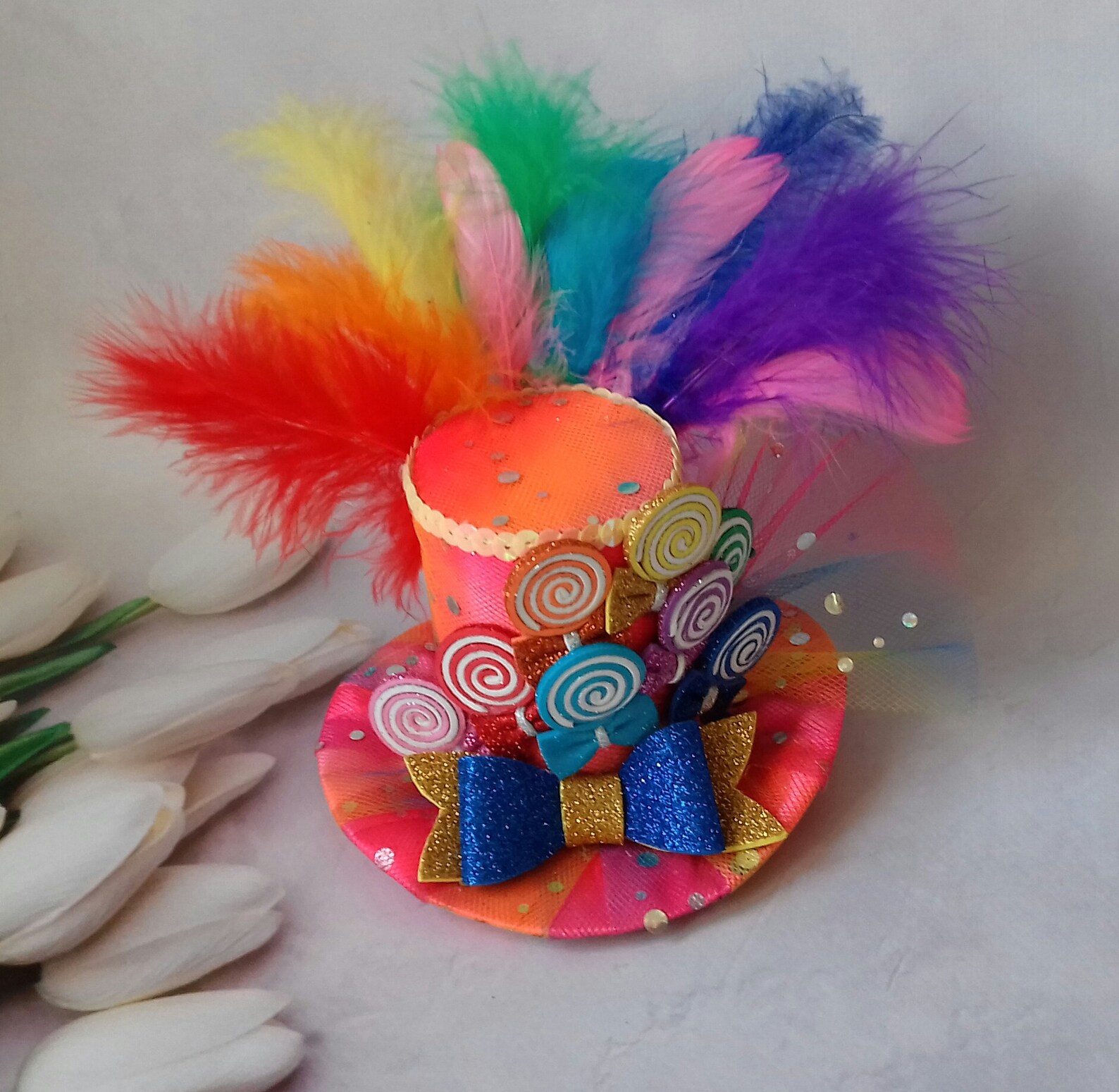 Rainbow Mini Top hat Headband Candy Mini top hat Centerpiece Etsy