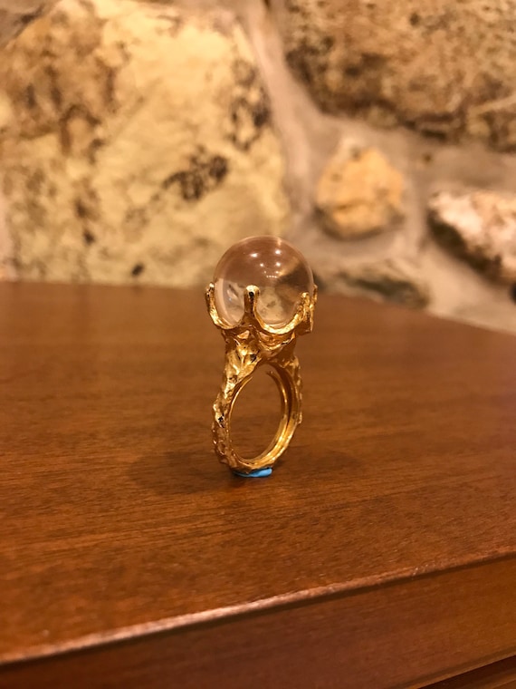 Unique Gold tone and Clear lucite Ring