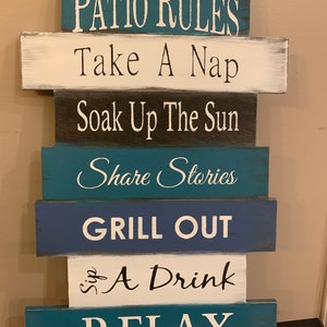 Patio rules, deck rules, porch rules, rules sign, wood signs, pallet sign, home decor, patio signs, porch signs, deck signs