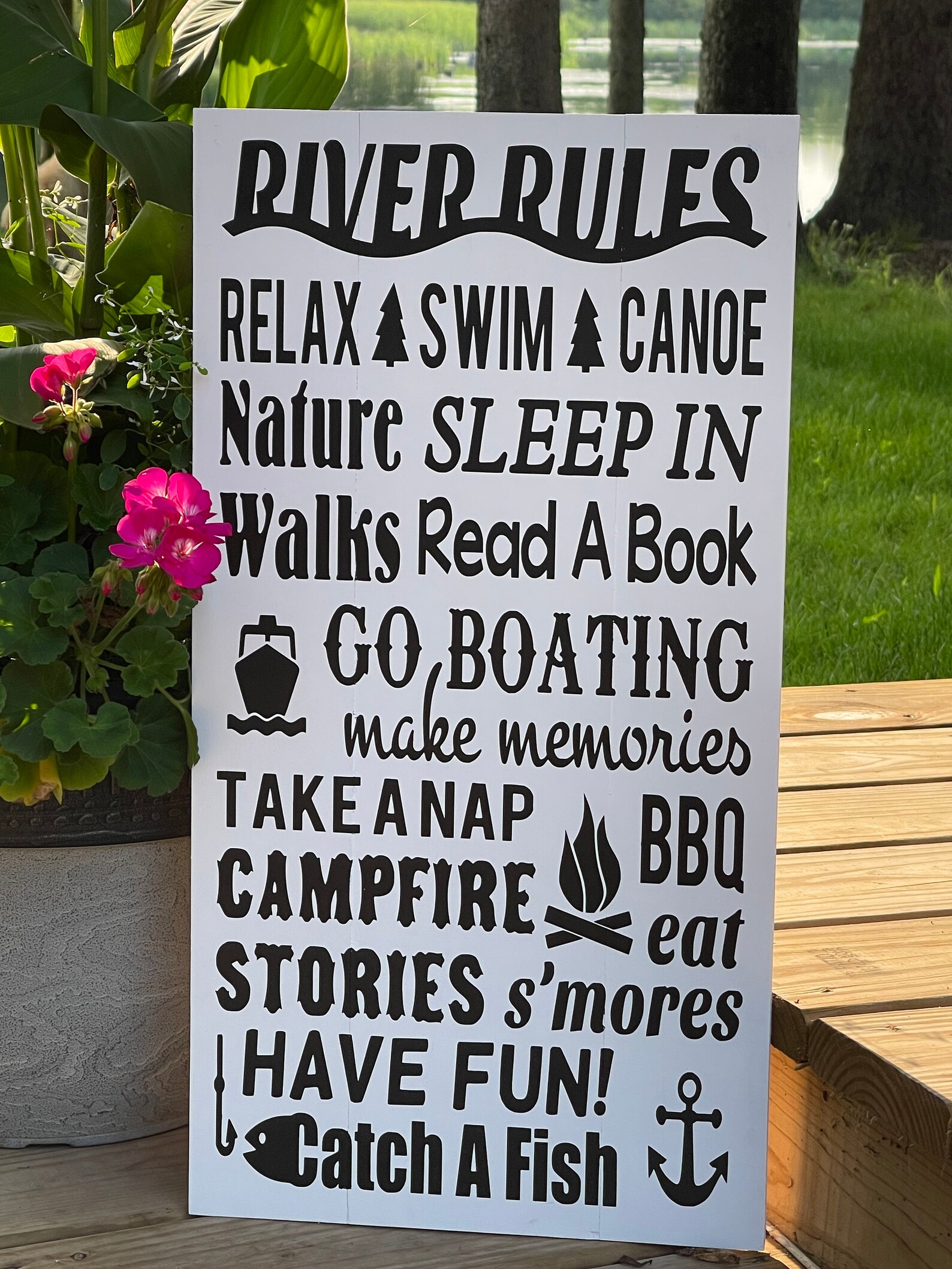 River Rules River Rules Sign River Sign River Decor Wood Etsy
