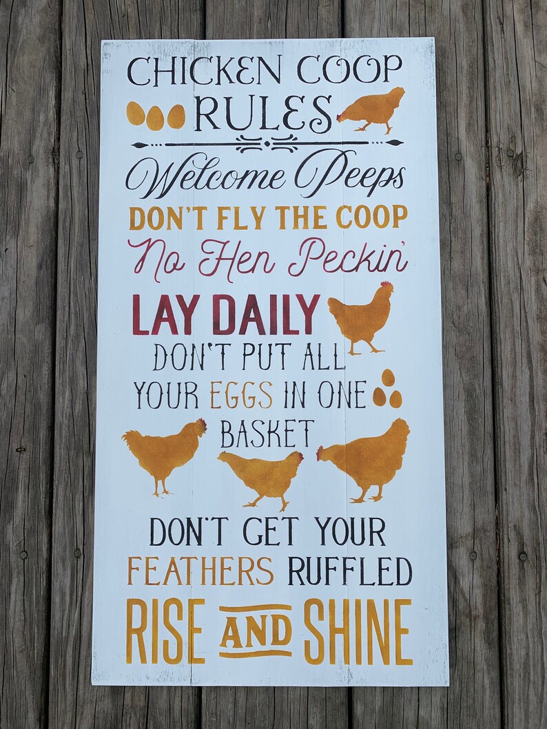 Chicken Coop Rules wood sign chicken sign egg sign laying Etsy