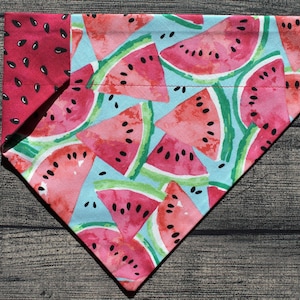 Sommer-Hundehalstuch - Bandana - Über das Halsband - Woof & Mellon BBQ. Wassermelone, Picknick
