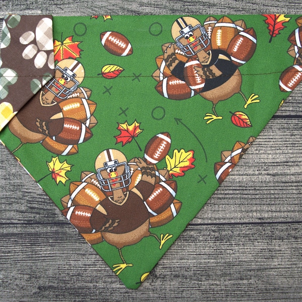 Thanksgiving Dog Bandana-Over the Collar-Turkey Football Fall