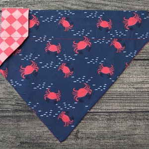 Summer Time  Dog Bandana - Over the Collar - Crusty Crab- Vacation Ocean Whale Turtle Crab Fish